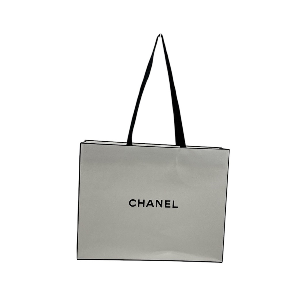 CHANEL Classic White and Black Shopping/Gift Paper Bag Tote
